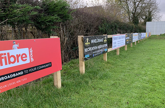 Sponsor boards at Wheldrake (close up)